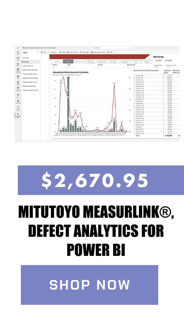 Mitutoyo MeasurLink®, Defect Analytics for Power BI  $2,670.95  >> SHOP NOW << 