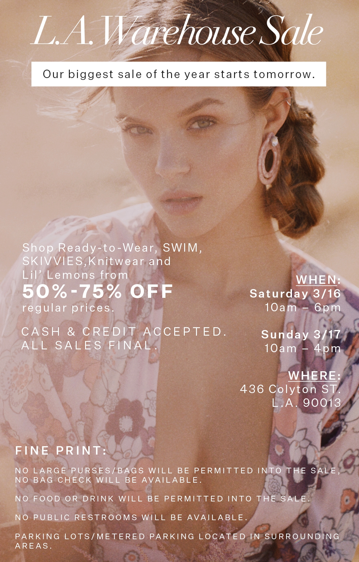 For Love & Lemons L.A. WAREHOUSE SALE STARTS TOMORROW! Milled