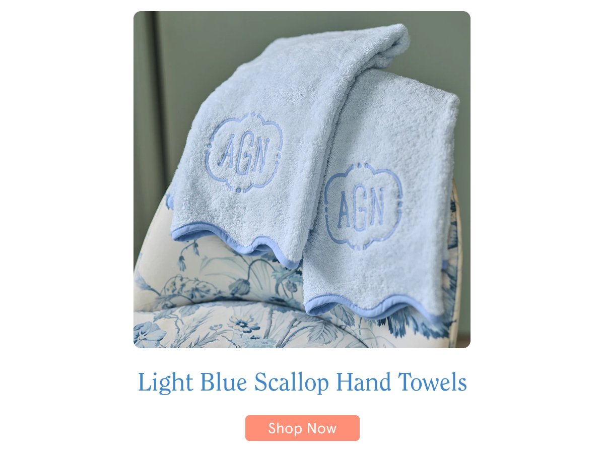 Light Blue Scallop Hand Towels