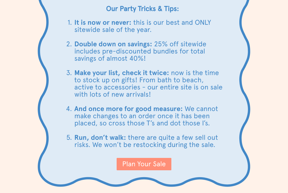 Our Party Tricks and Tips