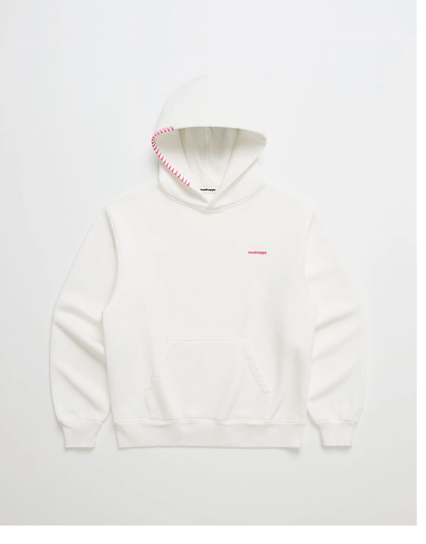 Classics Fleece Hoodie - White with Pink
