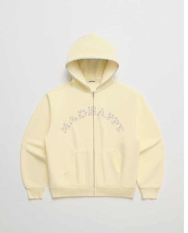 Ditsy Cooper Fleece Zip Up - Coconut Cream
