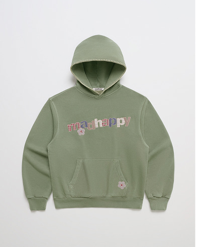 Plaid Applique Midweight Fleece Hoodie