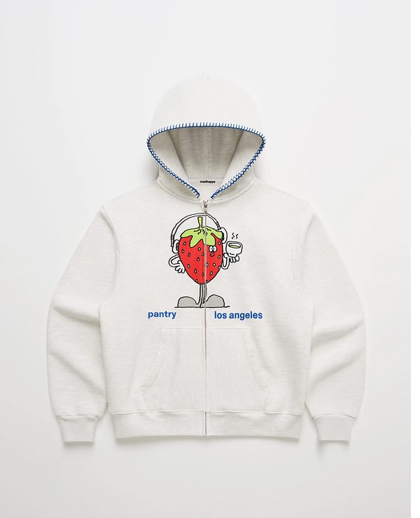 Pantry Strawberry Fleece Zip Up - Ash