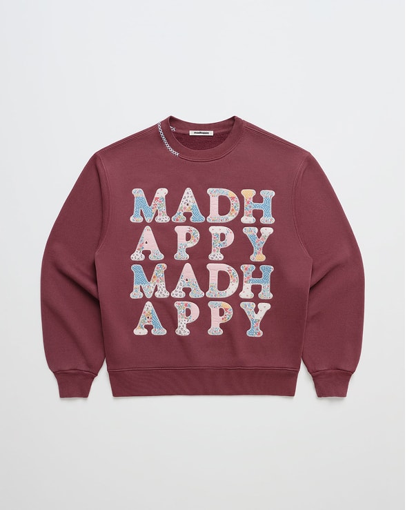 Patchwork Fleece Crewneck - Bordeaux
