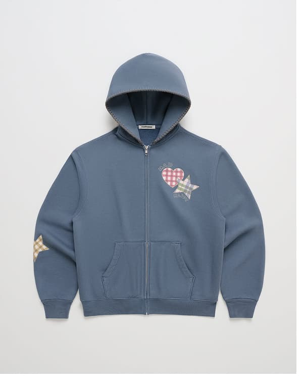 Hearts & Stars Fleece Zip Up - Tide