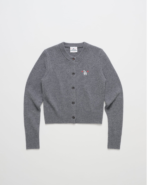 Dodgers Heart Cardigan Sweater - Dark Grey Heather