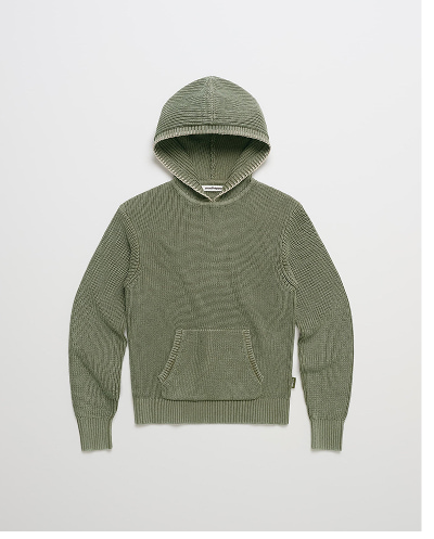 Cotton Pullover Sweater Hoodie - Bay Leaf
