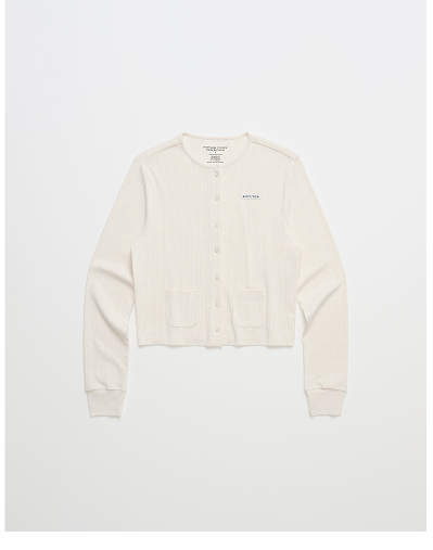 Hanes Pointelle Crewneck Cardigan - Vanilla