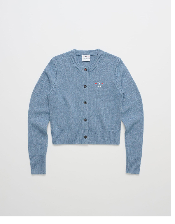 Dodgers Heart Cardigan Sweater - Blue Moon