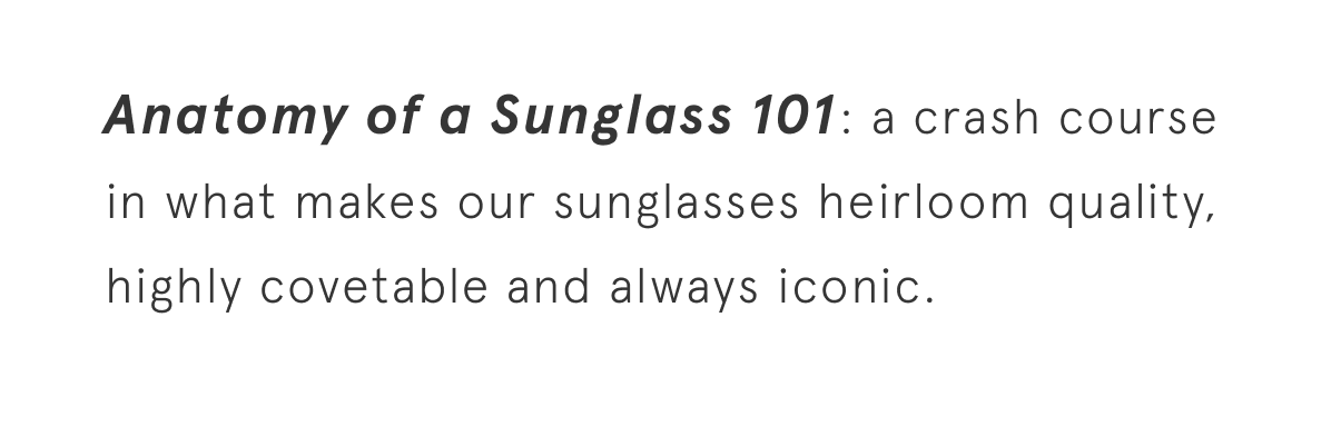 Anatomy of a Sunglass 101