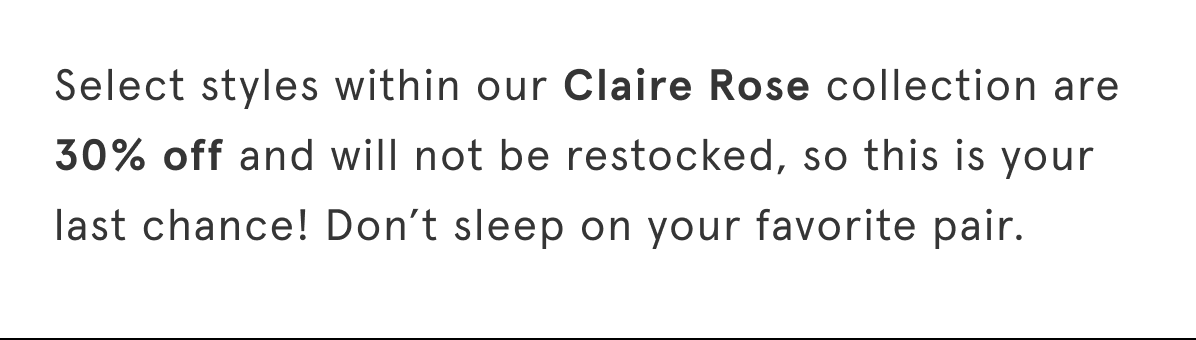 Select styles 30% off