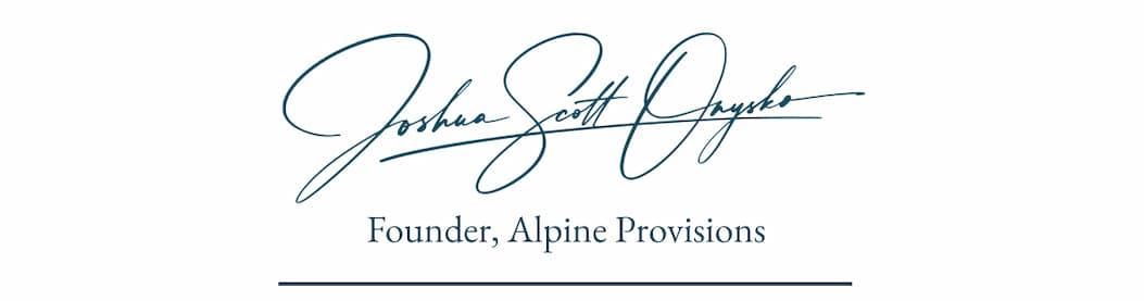 Signature of Joshua Scott Orphé, Founder of Alpine Provisions.