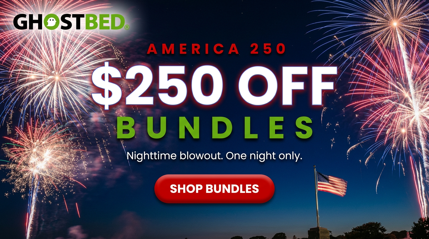 America 250 - $250 Off GhostBed Bundles - Fireworks Nighttime Sale