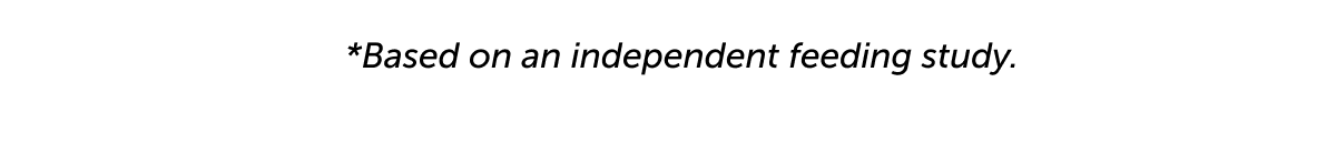 *Based on an independent feeding study.