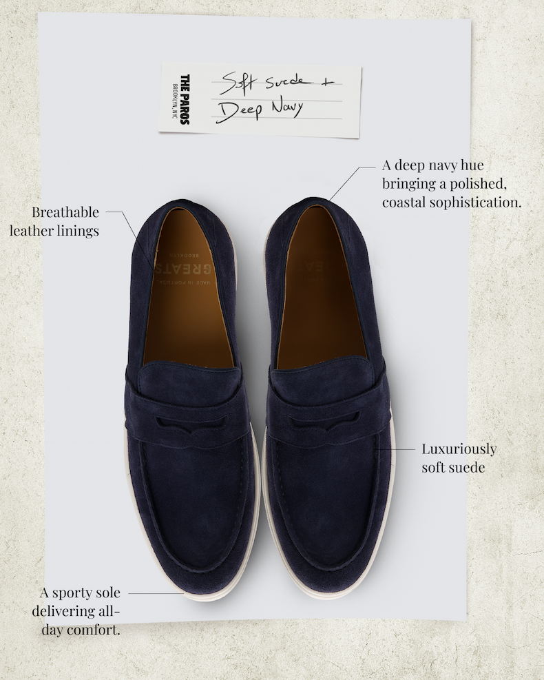 Introducing The Paros Penny Loafer in Navy