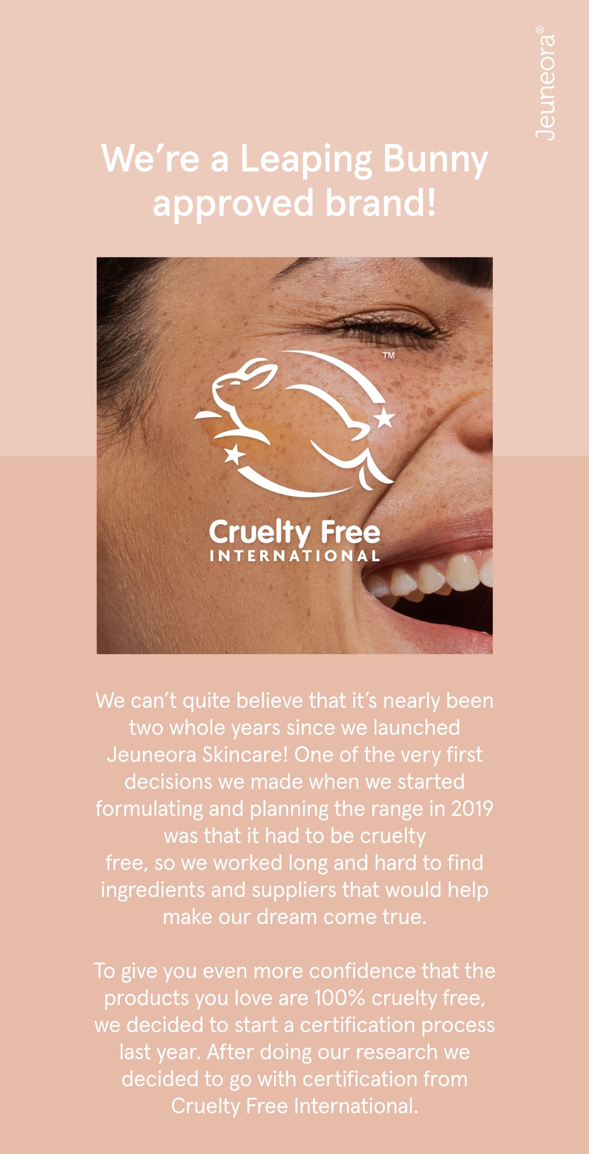We’re a Leaping Bunny approved brand! 🐇 Jeuneora