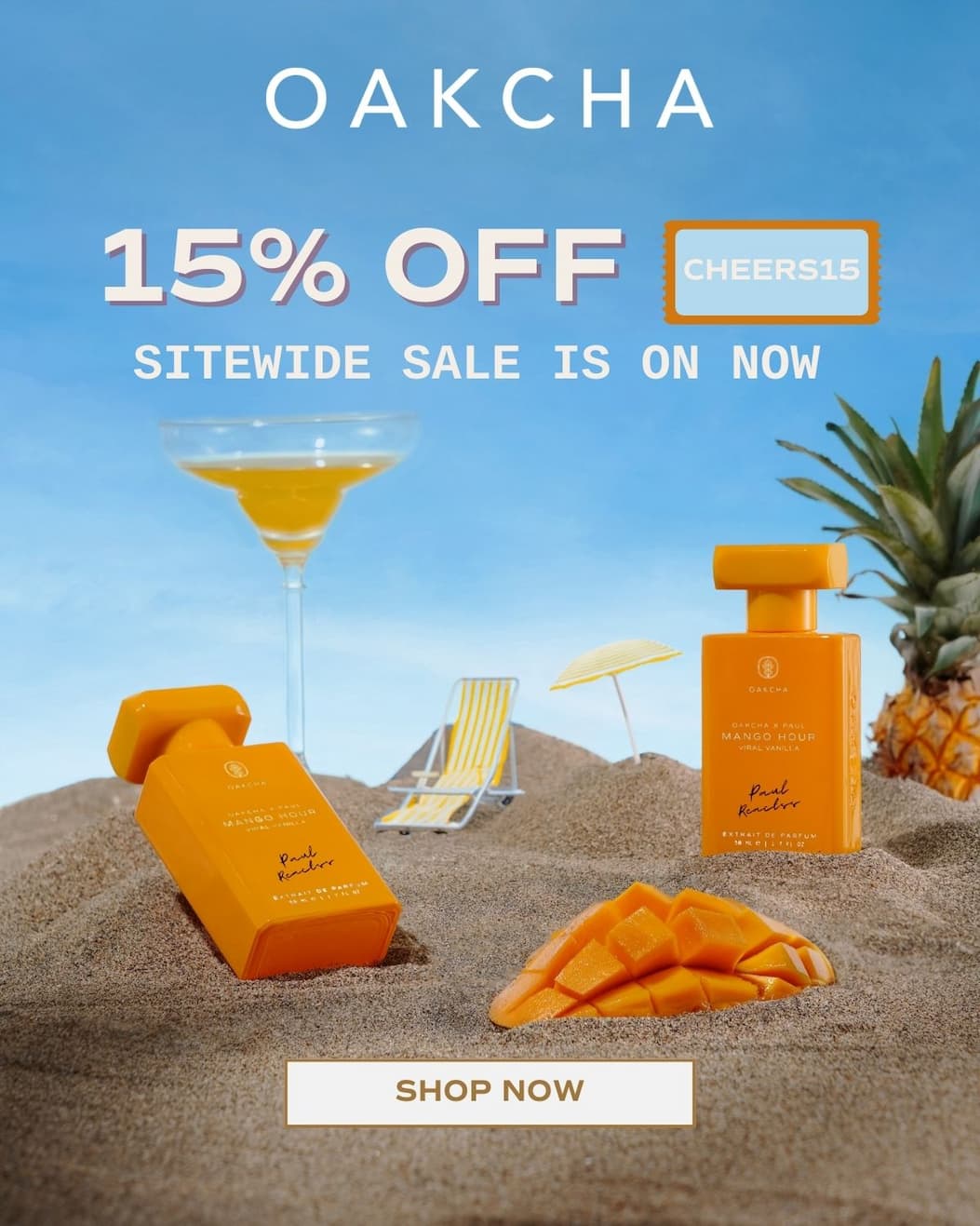 Oakcha. 15% off sitewide sale is on now. Use code CHEERS15. Shop Now