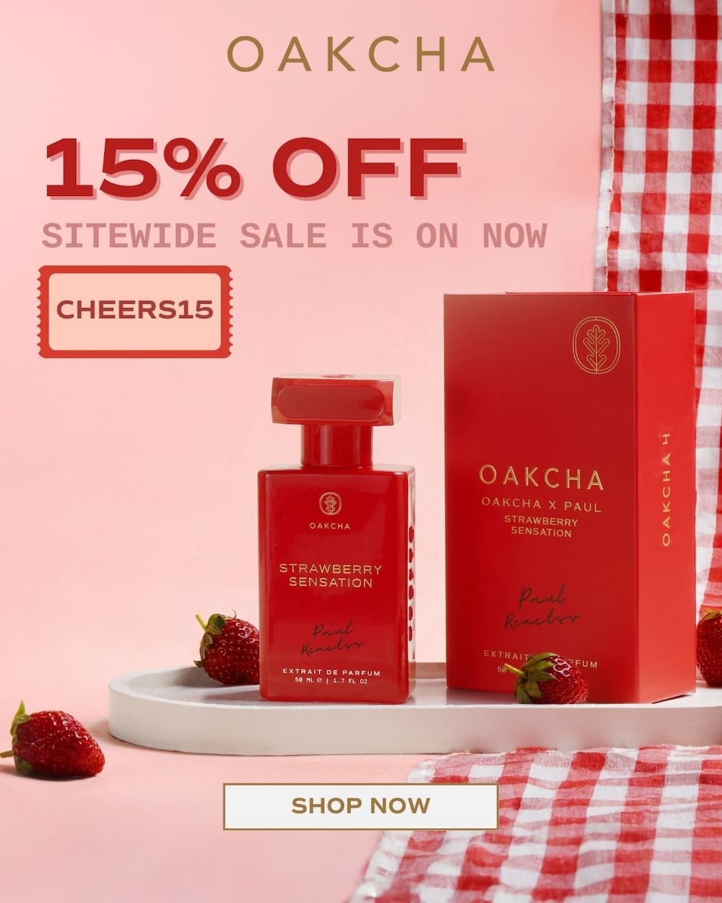 Oakcha. 15% off sitewide sale is on now. Use code CHEERS15. Shop Now
