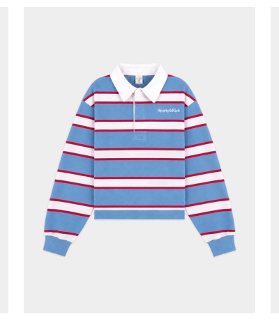 Blondie Serif Logo Rugby Polo - Blue/Ruby/Dark Navy/Gray/White