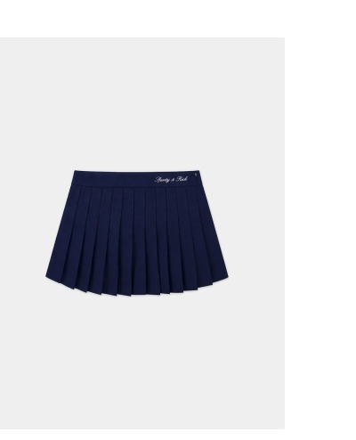 Abigail Signature Logo Pleated Skirt - Dark Navy