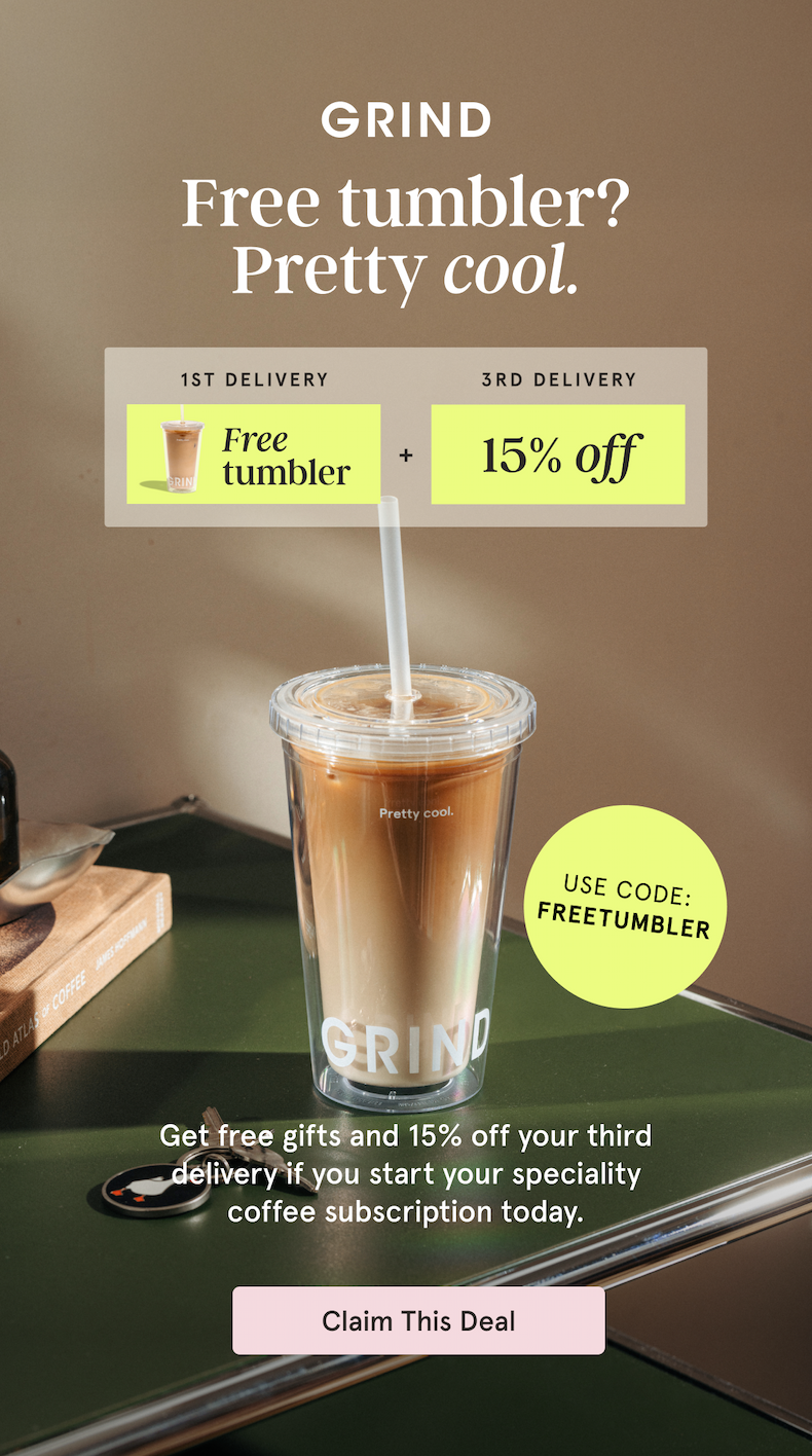 Get a free tumbler and 15% off your third order when you start a subscription!