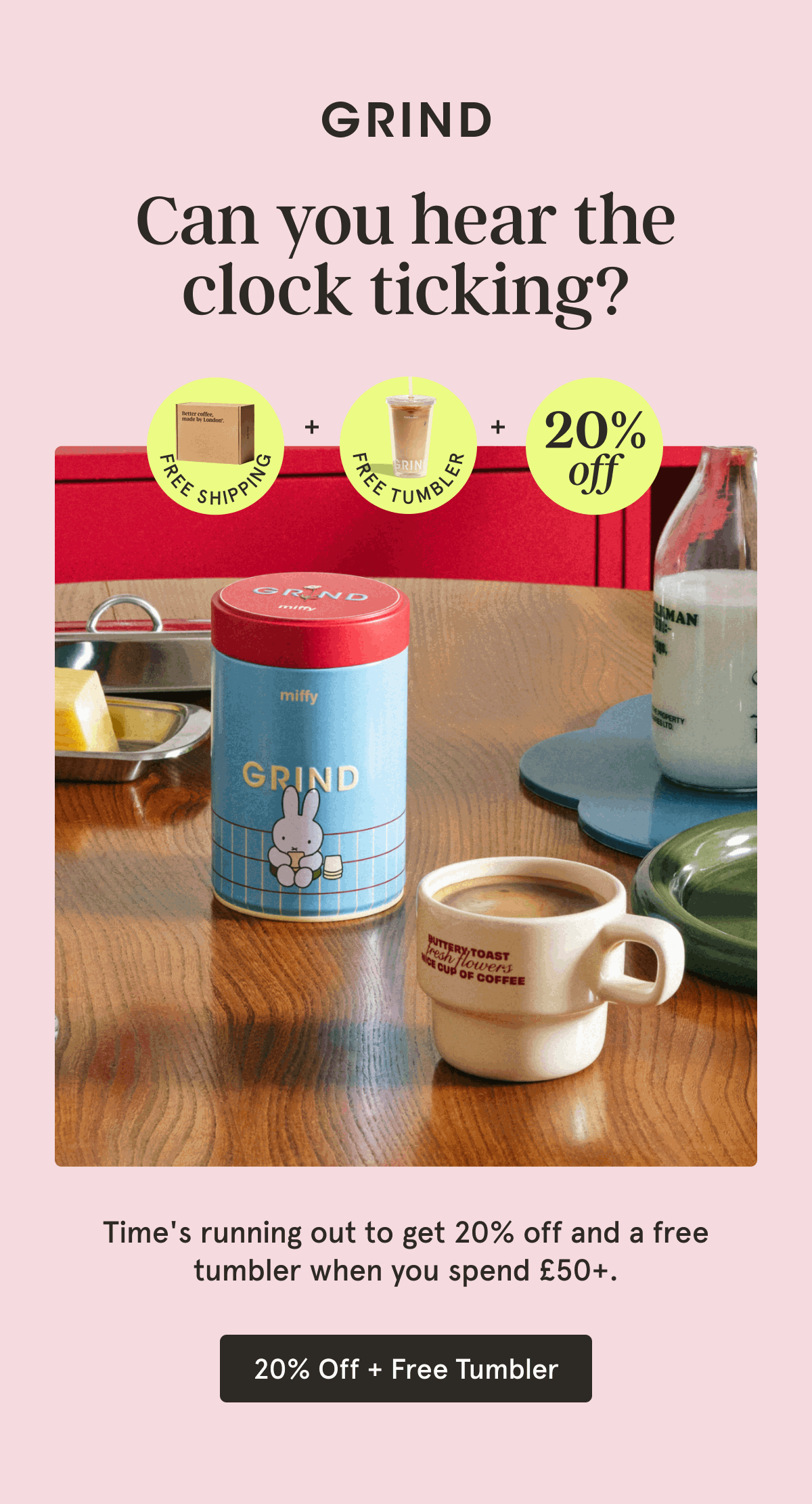 Spend £50 to get 20% off and a free gift!