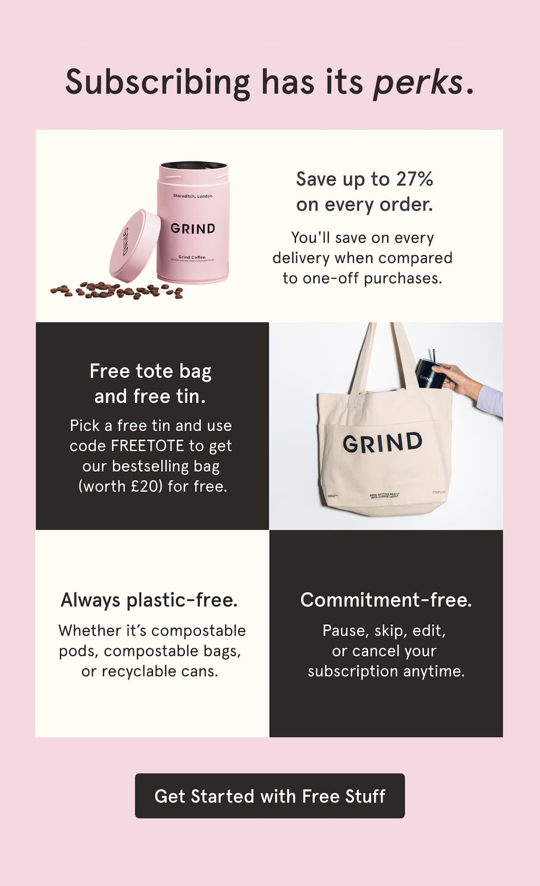 Start a coffee subscription with a free tote bag.