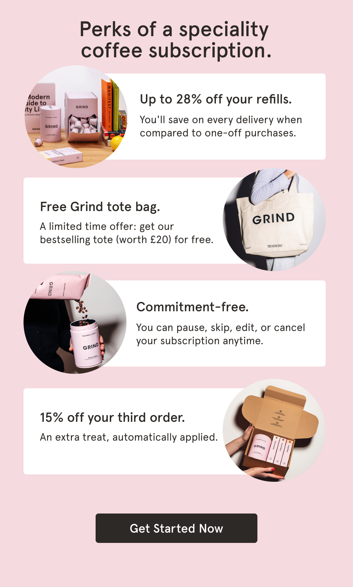 Perks of a Grind coffee subscription.