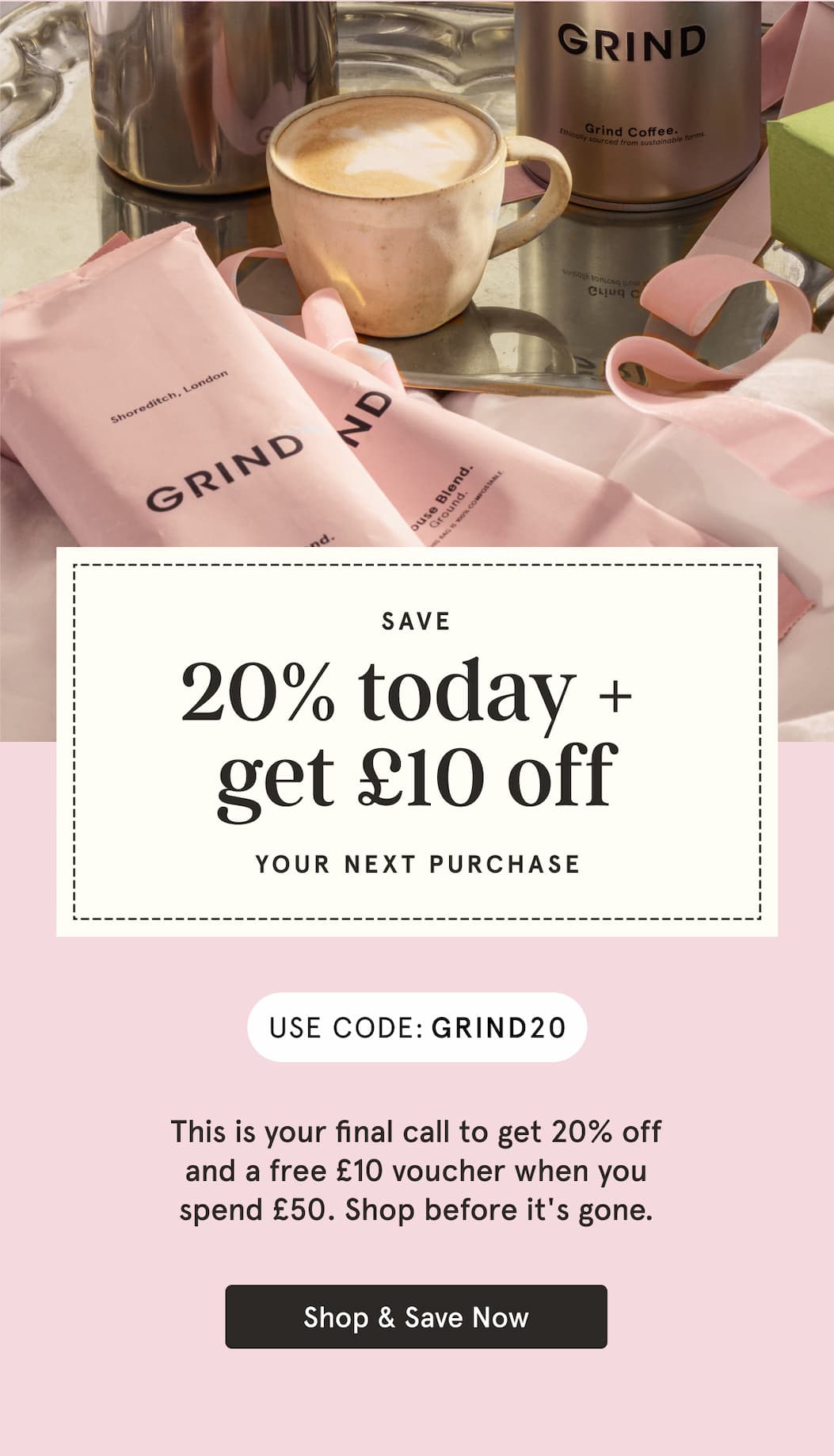 Shop Grind coffee with 20% off now!