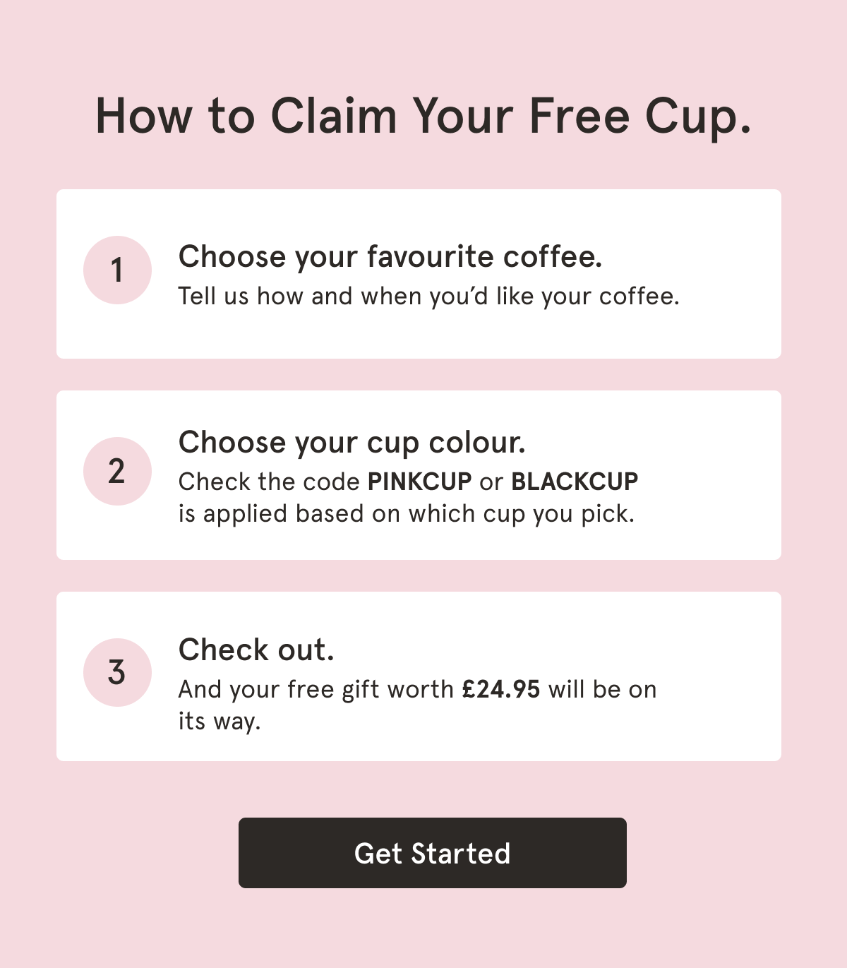 Steps on how to claim your free cup