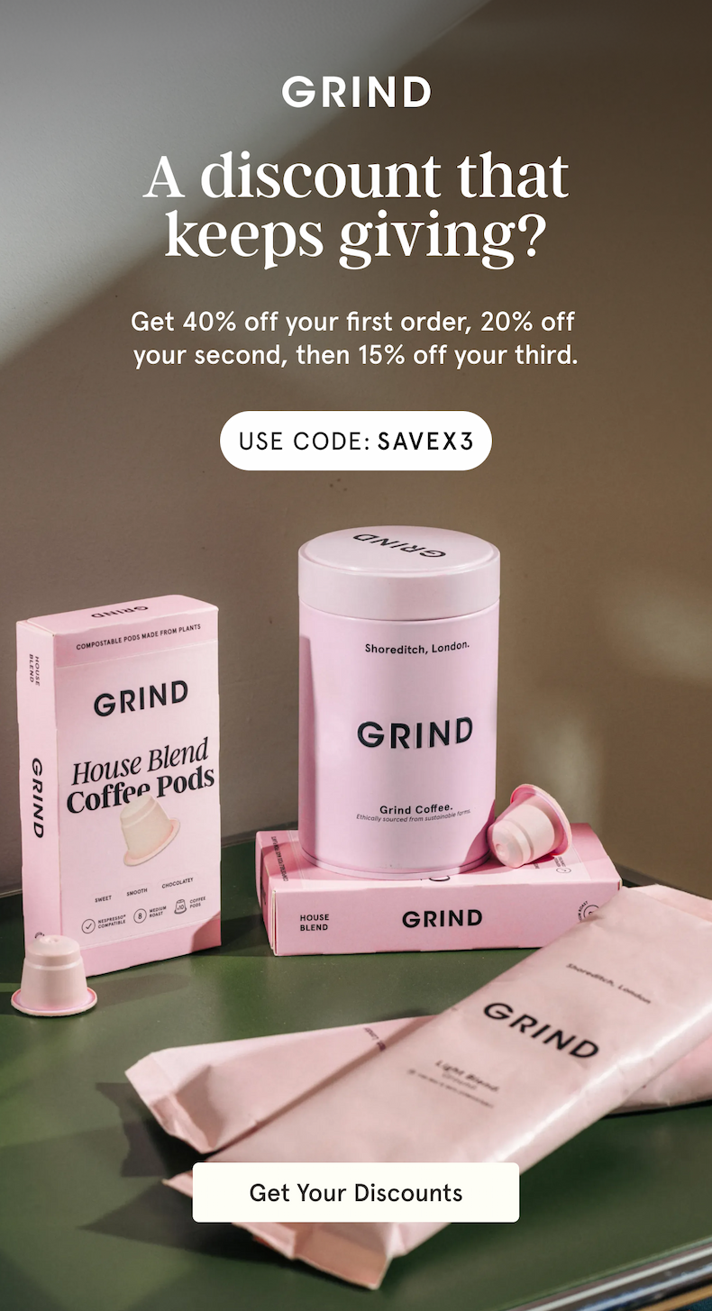 Get 40% off your first Grind coffee order!