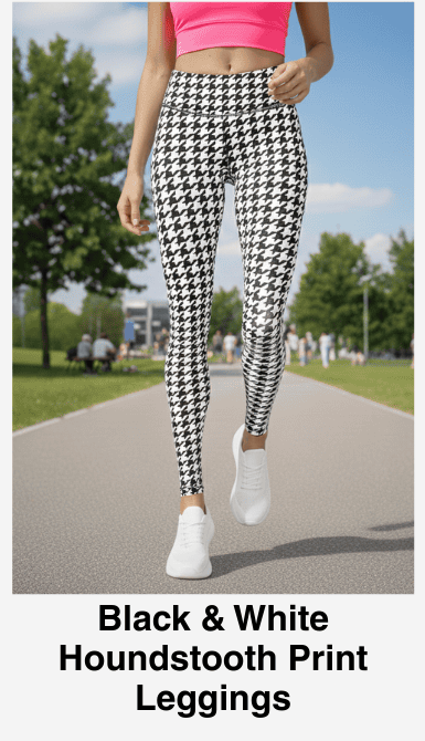 Black & White Houndstooth Print Leggings