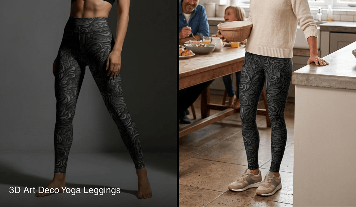 3D Art Deco Yoga Leggings