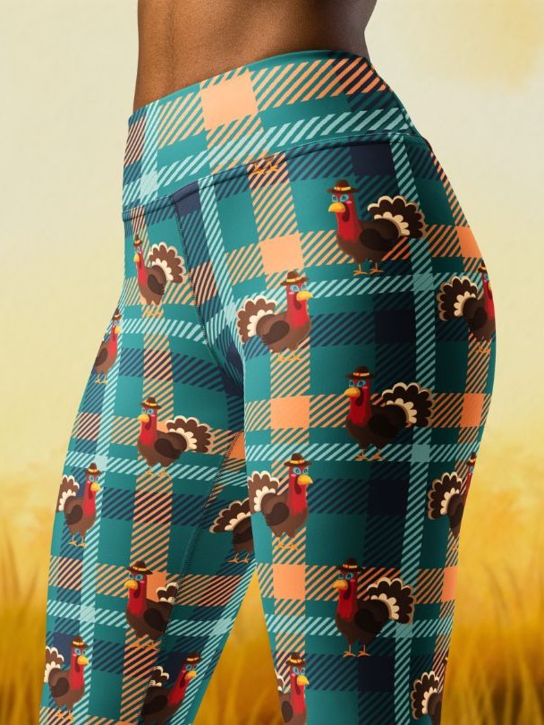 Thanksgiving Plaid Print Leggings