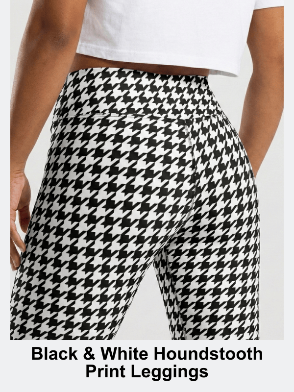 Black & White Houndstooth Print Leggings