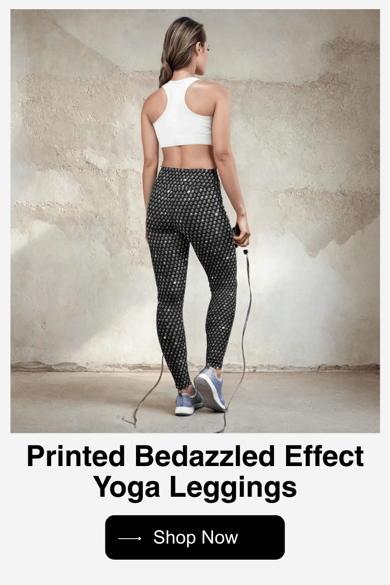 Printed Bedazzled Effect Yoga Leggings
