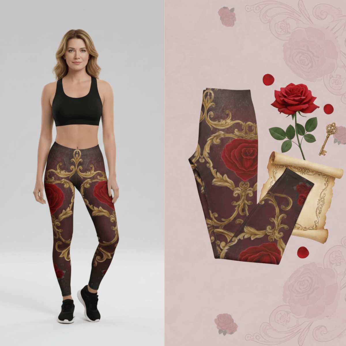 Baroque heart bloom leggings