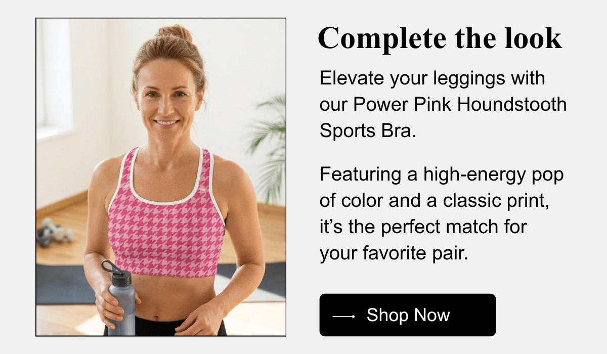 Power Pink Houndstooth Sports Bra