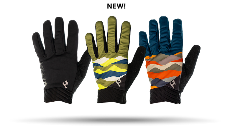 3 pairs of gloves, lined up in a row, with 1 notated as "new"