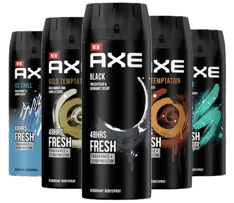 an image of axe deodorant deodorant sprays in various colors