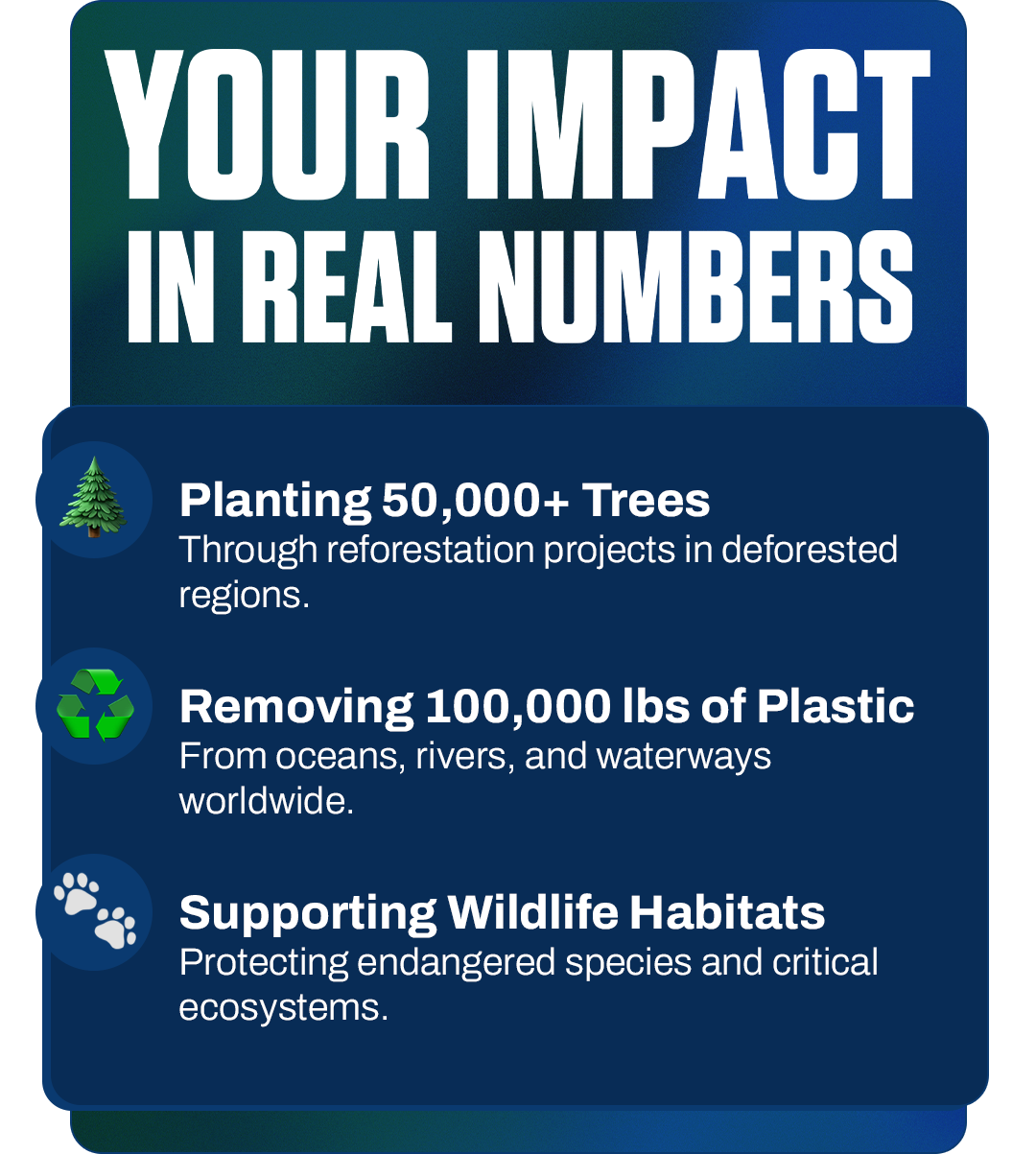 YOUR IMPACT  IN REAL NUMBERS