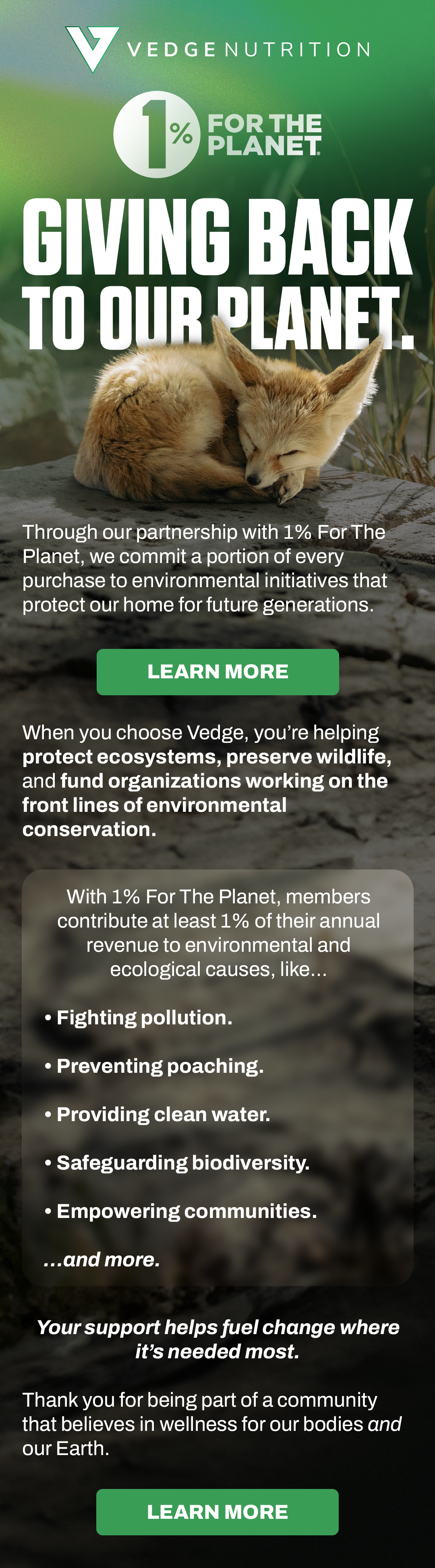 GIVING BACK TO OUR PLANET.