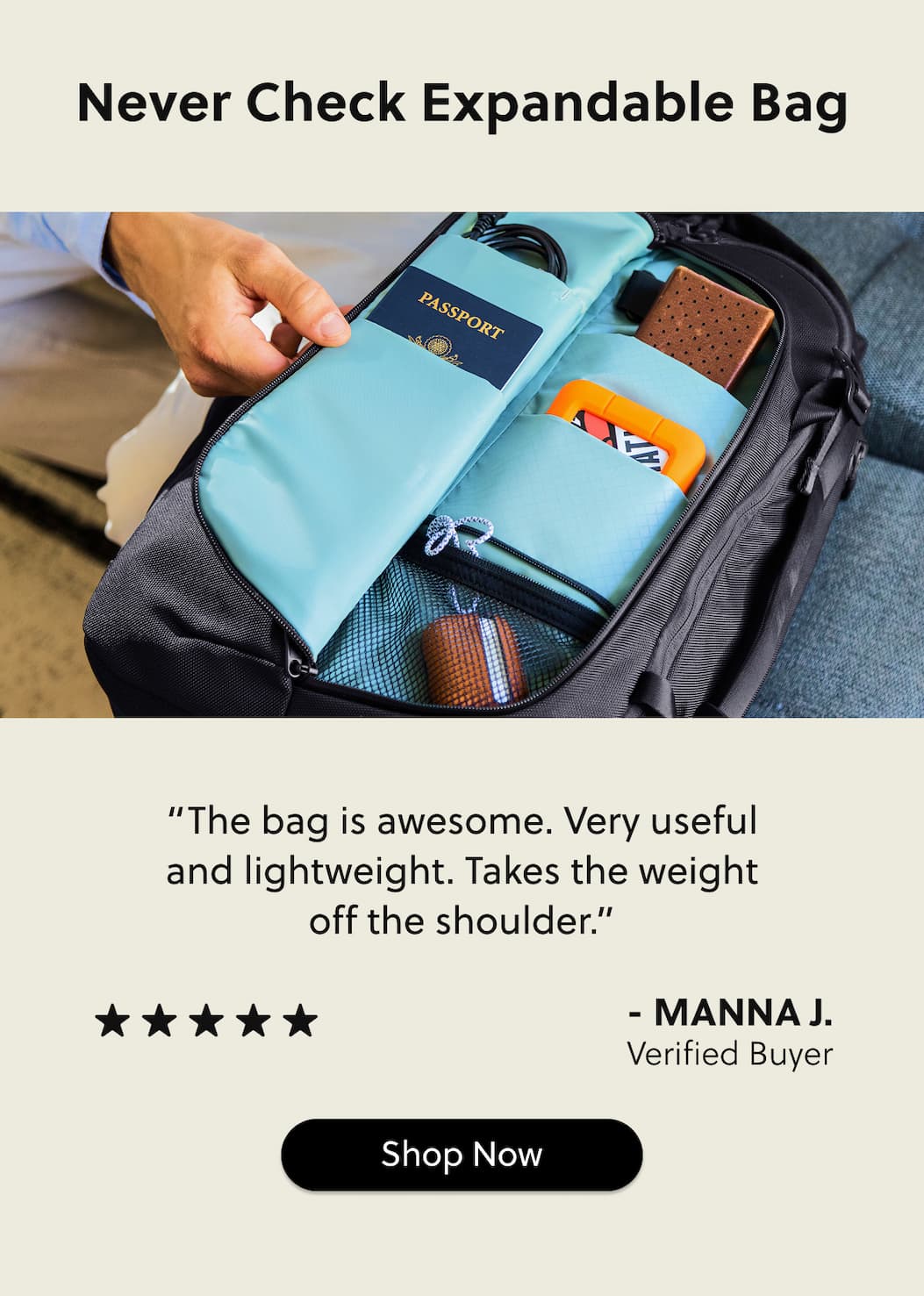 Never Check Expandable Bag