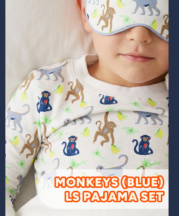 Monkeying Around Blue LS Pajama Set
