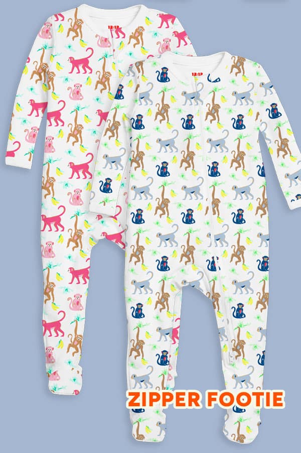 Monkeying Around Zipper Footies