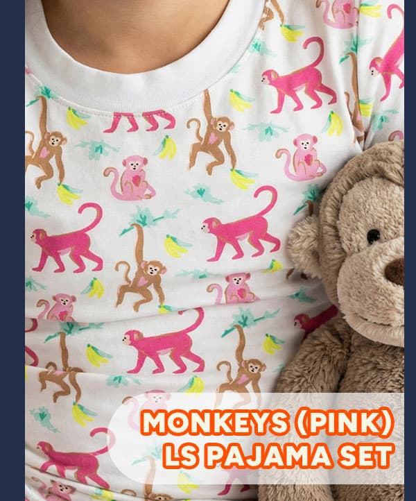 Monkeying Around Pink LS Pajama Set