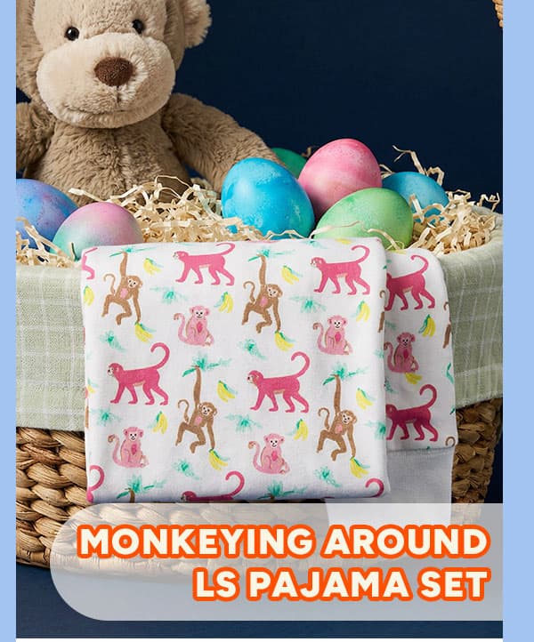 Monkeying Around Pink LS Pajama Set