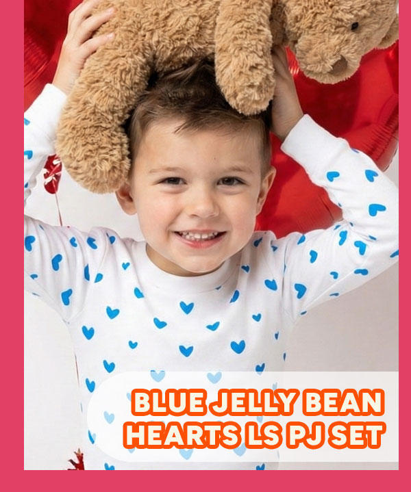 Blue Jelly Bean Hearts LS PJ Set
