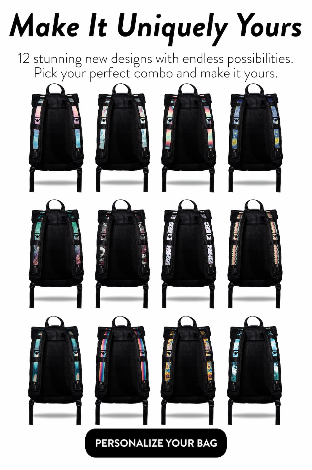 customize your bag with tension and closures